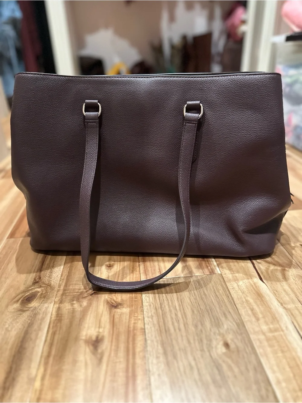 kate spade Leather Laptop Tote in Deep Plum